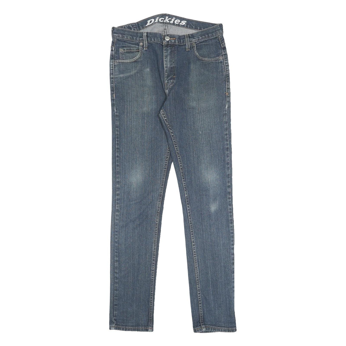 DICKIES Mens Slim Blue Denim Jeans W31 L32 Cotton Blend Zip Classic Fit