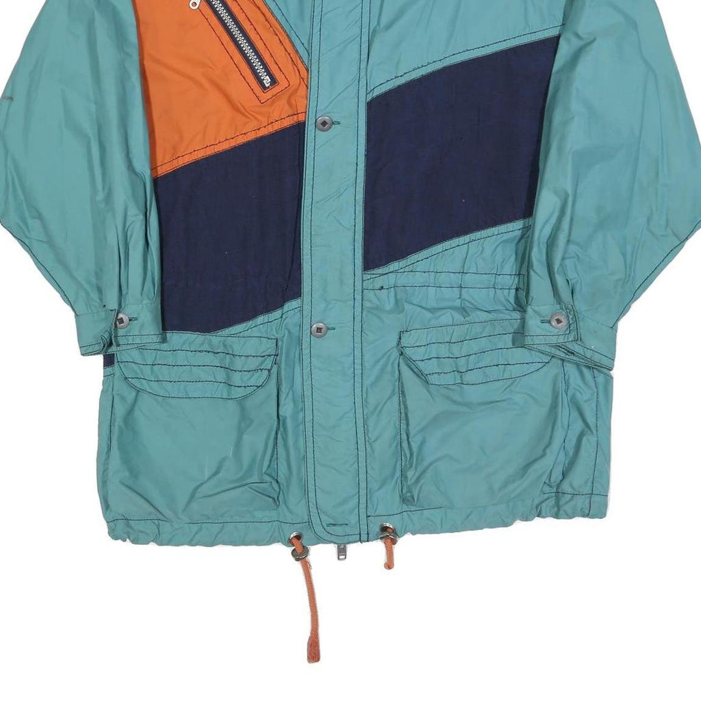 Mens Blue & Orange Colourblock Zip Jacket L Polyester Casual Retro Style