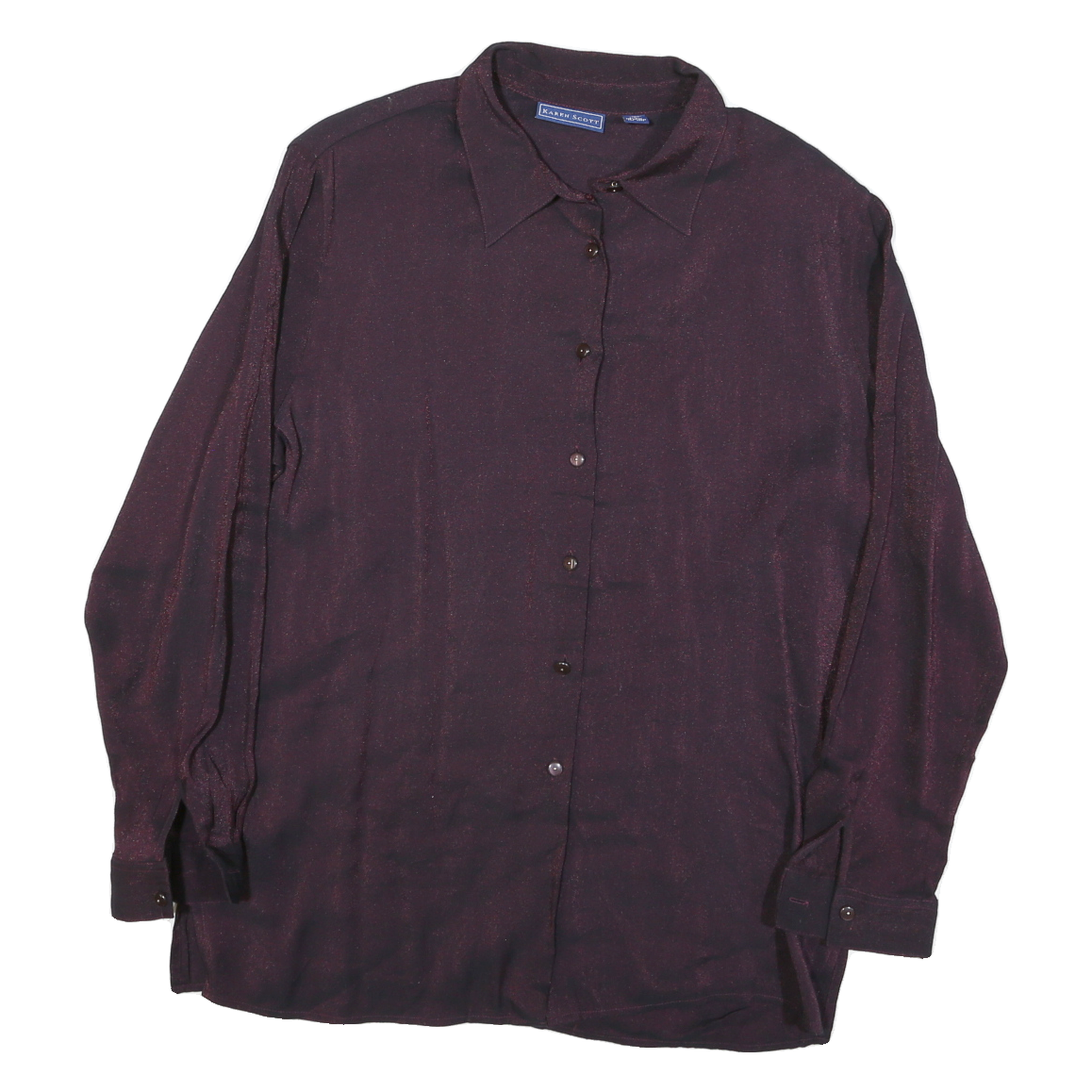 KAREN SCOTT Womens Purple Shirt L Button Long Sleeve Classic Fit Elegant