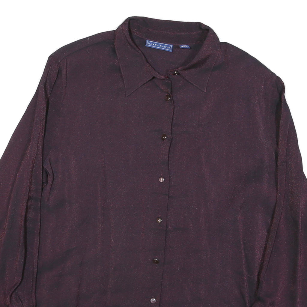 KAREN SCOTT Womens Purple Shirt L Button Long Sleeve Classic Fit Elegant
