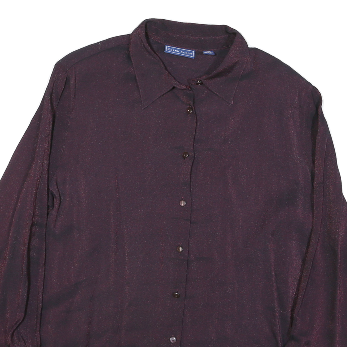 KAREN SCOTT Womens Purple Shirt L Button Long Sleeve Classic Fit Elegant