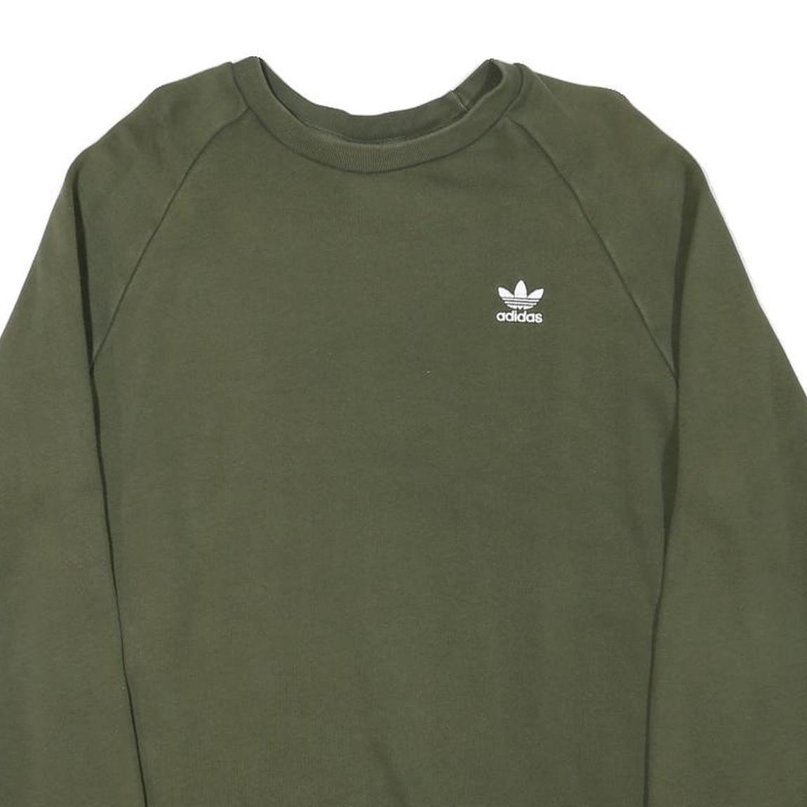 ADIDAS Mens Green Crew Neck M Cotton Blend Sweatshirt Casual Sportswear