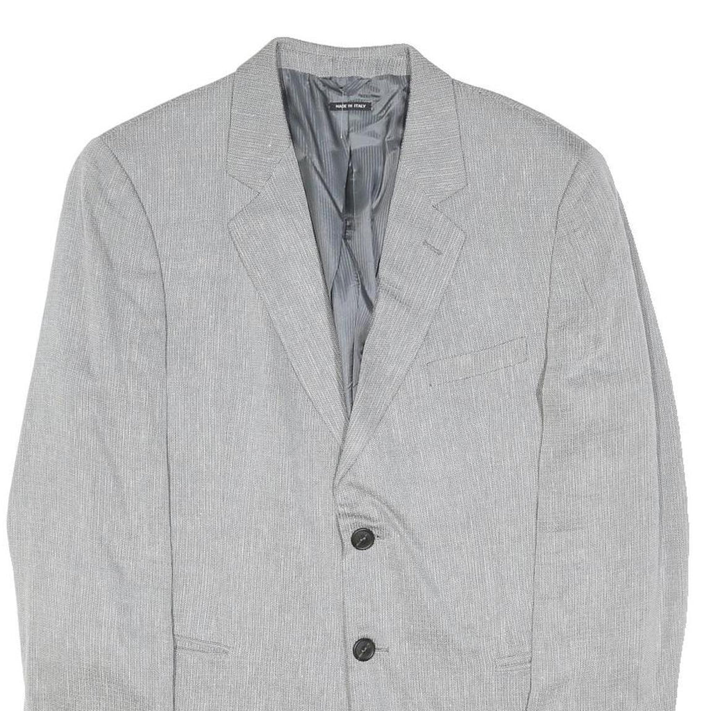 GIORGIO ARMANI Mens Grey Linen Blend Jacket L Woven Classic Button Closure