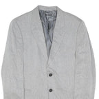 GIORGIO ARMANI Mens Grey Linen Blend Jacket L Woven Classic Button Closure