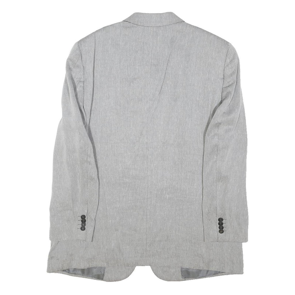 GIORGIO ARMANI Mens Grey Linen Blend Jacket L Woven Classic Button Closure