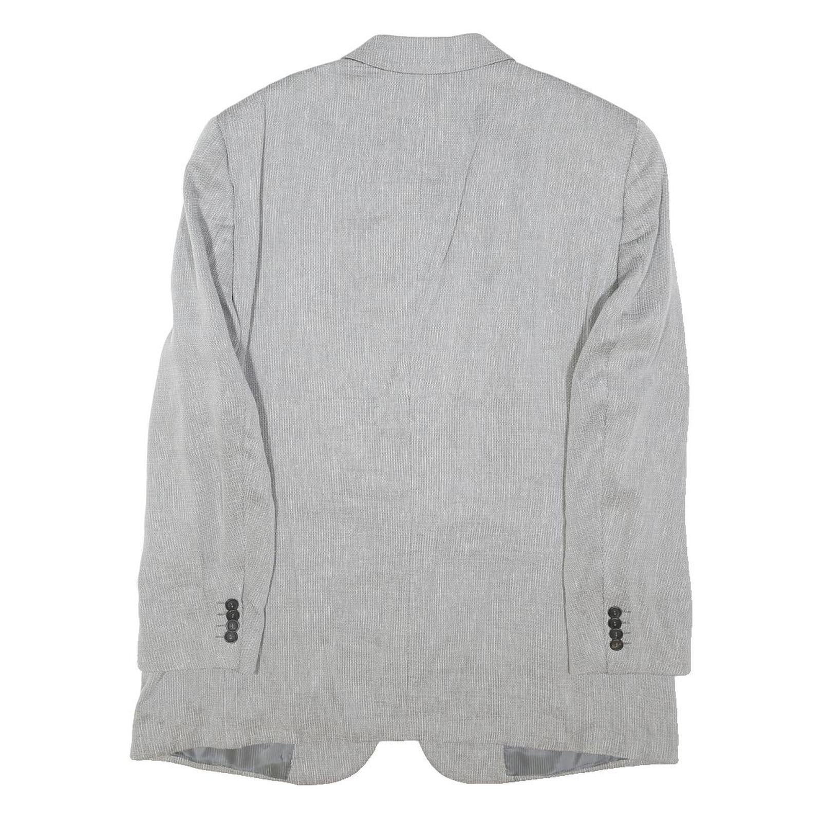 GIORGIO ARMANI Mens Grey Linen Blend Jacket L Woven Classic Button Closure