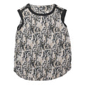 NEXT Womens Beige & Black Printed Sleeveless Round Neck Top UK 12 Cotton Blend