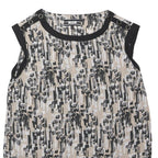 NEXT Womens Beige & Black Printed Sleeveless Round Neck Top UK 12 Cotton Blend