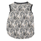 NEXT Womens Beige & Black Printed Sleeveless Round Neck Top UK 12 Cotton Blend