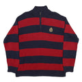 LAUREN RALPH LAUREN Womens Navy & Red Striped Pattern Jumper Quarter Zip Crew