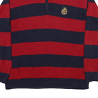 LAUREN RALPH LAUREN Womens Navy & Red Striped Pattern Jumper Quarter Zip Crew
