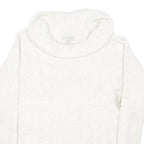 LAURA ASHLEY Womens White Plain Jumper Roll Neck Basic Knit M Cotton Blend