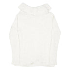 LAURA ASHLEY Womens White Plain Jumper Roll Neck Basic Knit M Cotton Blend