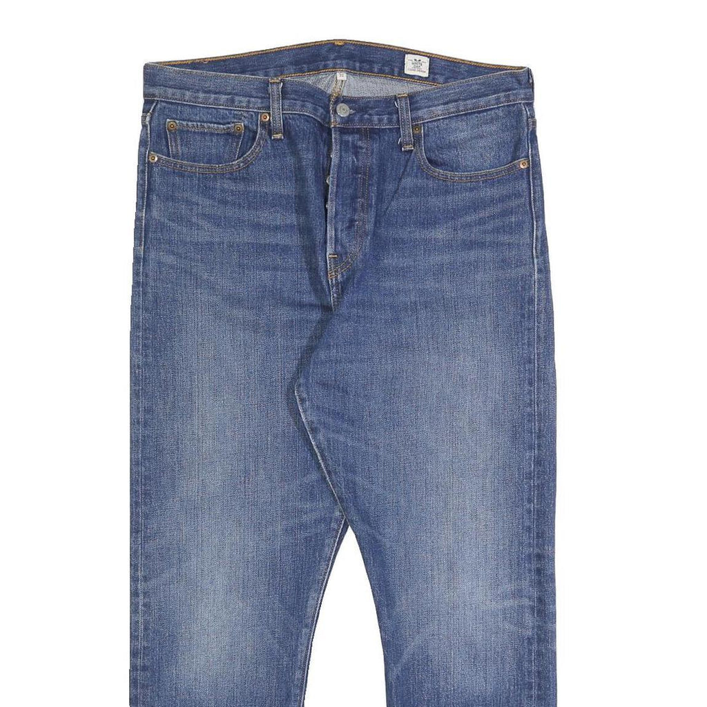 LEVI'S Womens Regular Fit Blue Denim Straight Jeans W32 L27 Distressed Hem