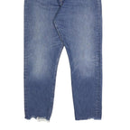 LEVI'S Womens Regular Fit Blue Denim Straight Jeans W32 L27 Distressed Hem