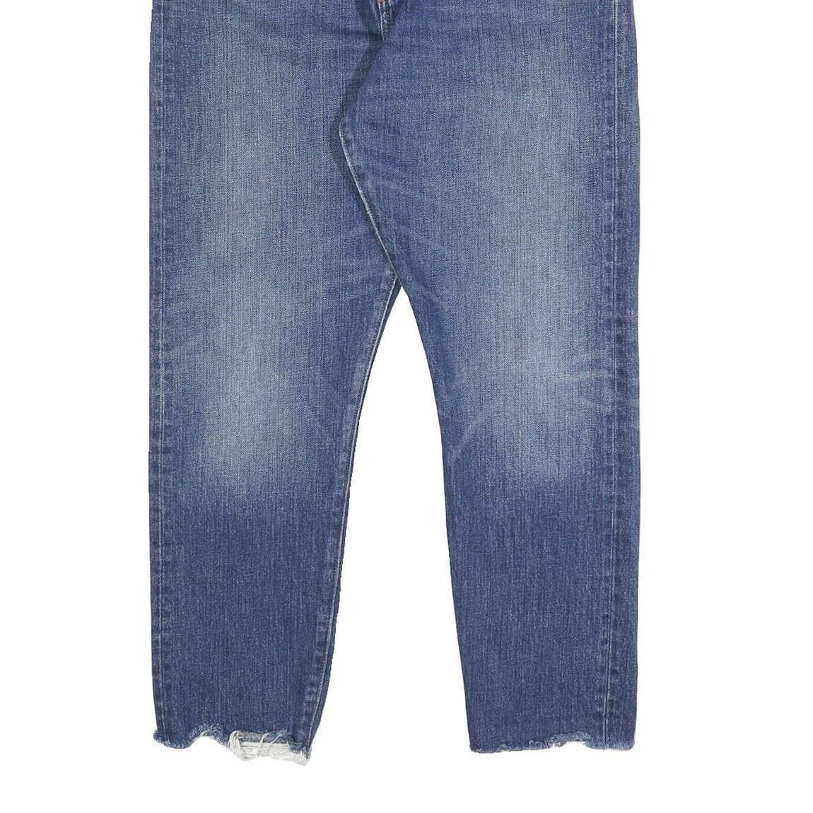 LEVI'S Womens Regular Fit Blue Denim Straight Jeans W32 L27 Distressed Hem