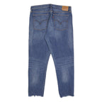 LEVI'S Womens Regular Fit Blue Denim Straight Jeans W32 L27 Distressed Hem