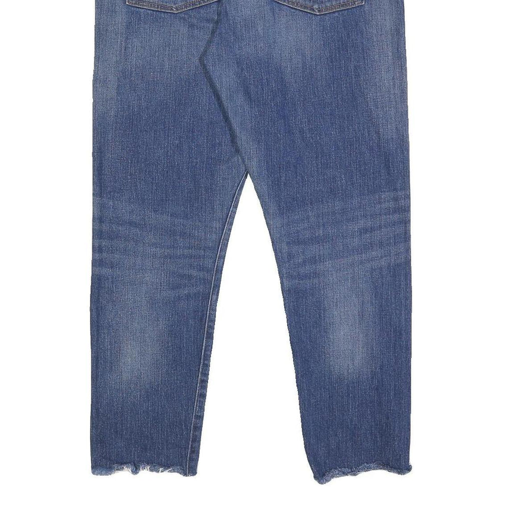 LEVI'S Womens Regular Fit Blue Denim Straight Jeans W32 L27 Distressed Hem