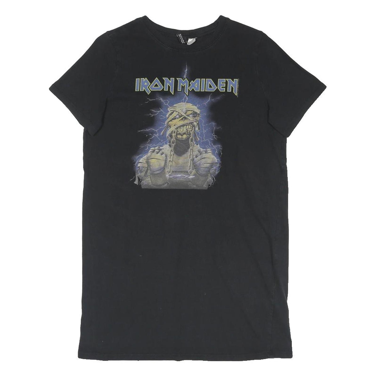 DIVIDED Womens Black Iron Maiden Cotton Blend T-Shirt Dress Short Sleeve S