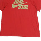 NIKE Mens Red Bsbl Graphic T-Shirt L Short Sleeve Crew Neck Sports Casual