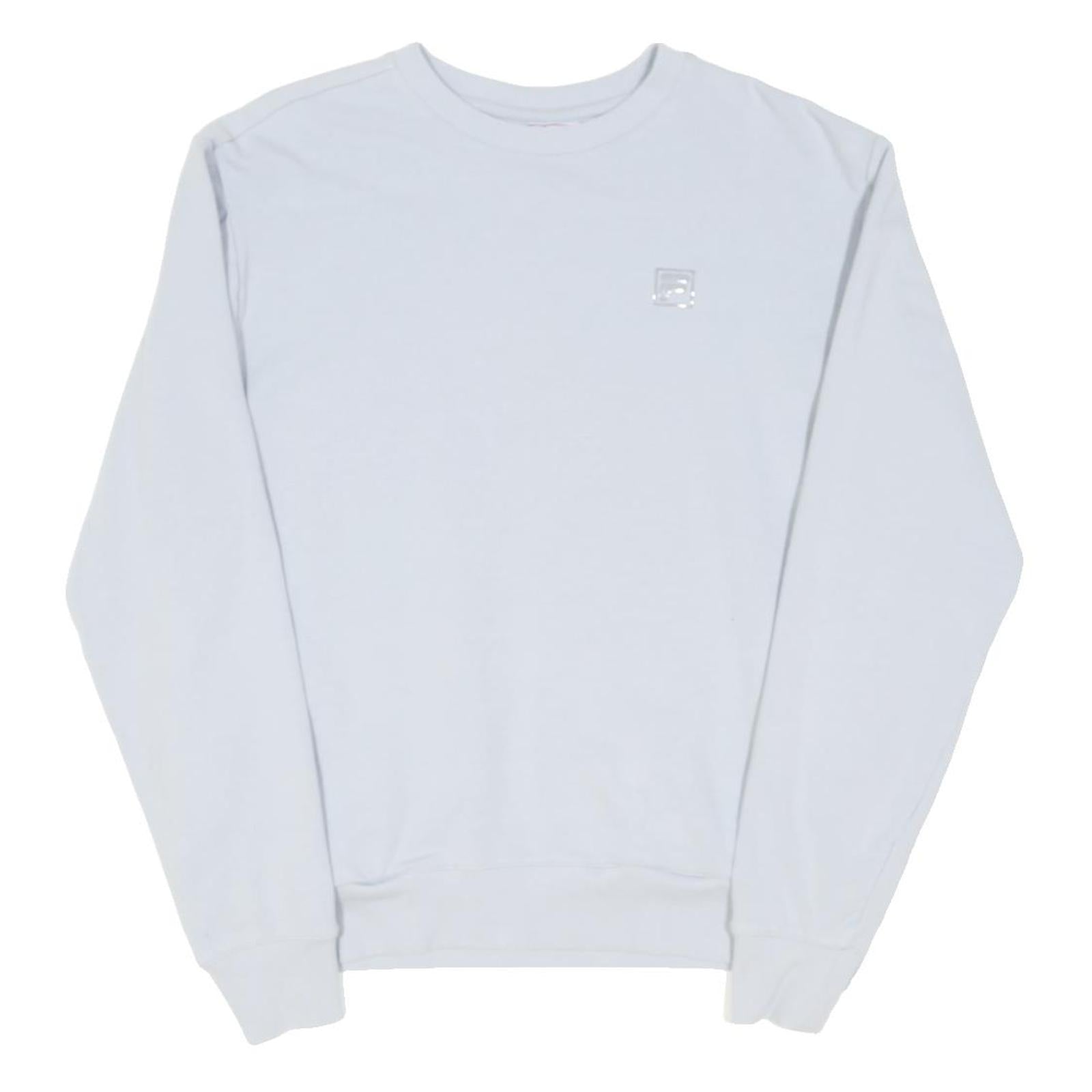 FILA Womens White Crew Neck S Cotton Blend Sweatshirt Classic Style