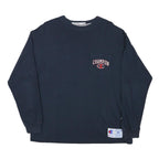 CHAMPION Mens Navy Blue Graphic T-Shirt M Long Sleeve Crew Neck Casual Sport
