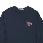 CHAMPION Mens Navy Blue Graphic T-Shirt M Long Sleeve Crew Neck Casual Sport