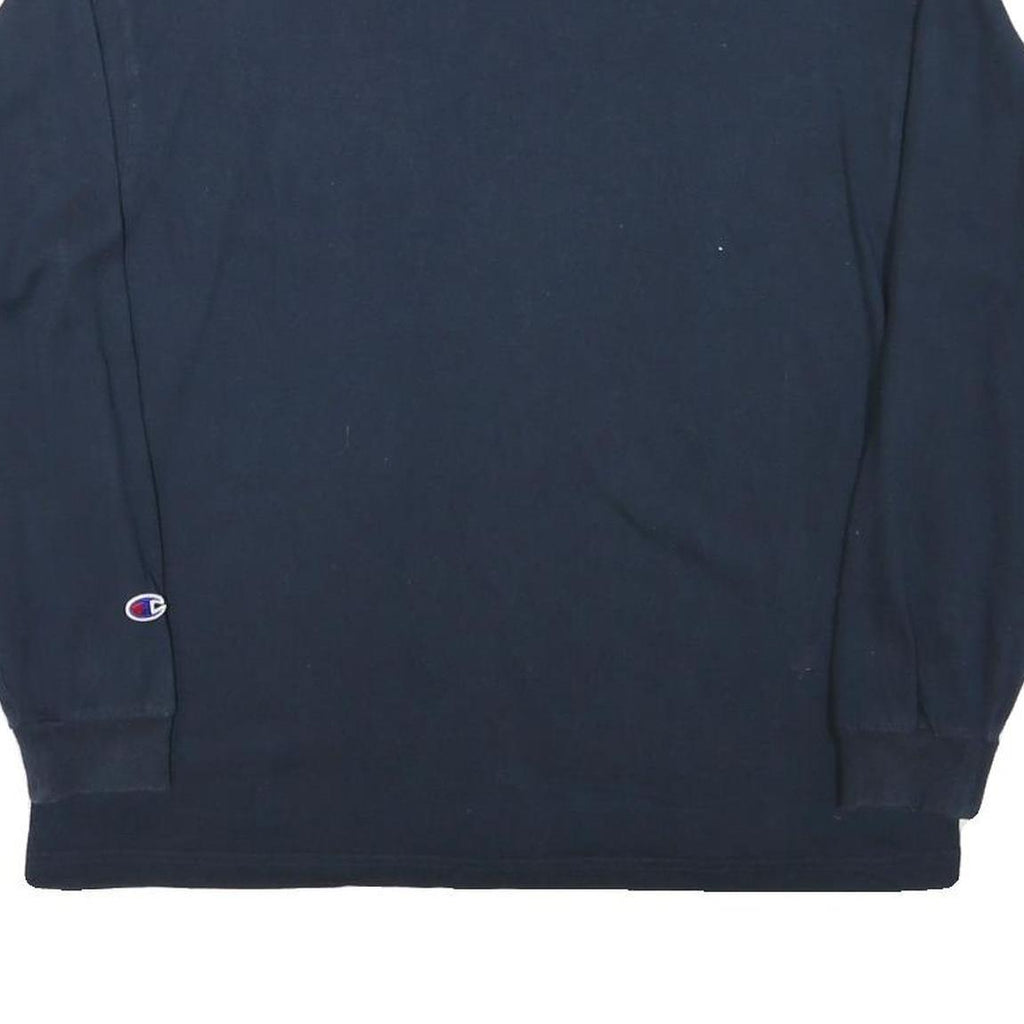 CHAMPION Mens Navy Blue Graphic T-Shirt M Long Sleeve Crew Neck Casual Sport