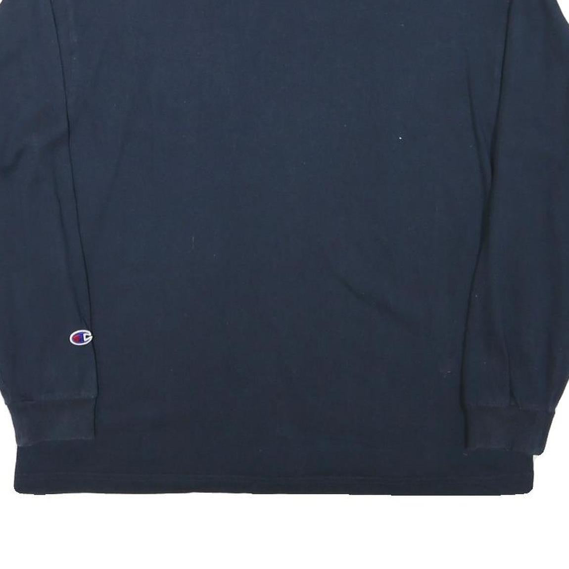 CHAMPION Mens Navy Blue Graphic T-Shirt M Long Sleeve Crew Neck Casual Sport