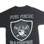 Mens Black Puro Pinche Raiders Graphic T-Shirt M Crew Neck Short Sleeve Cotton