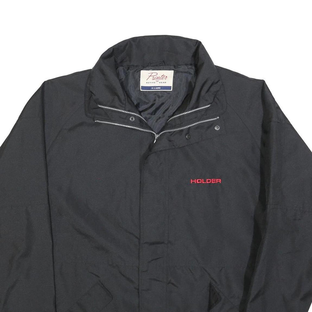 PRINTER Mens Black Activewear Jacket XL Polyester Blend Plain Zip Casual