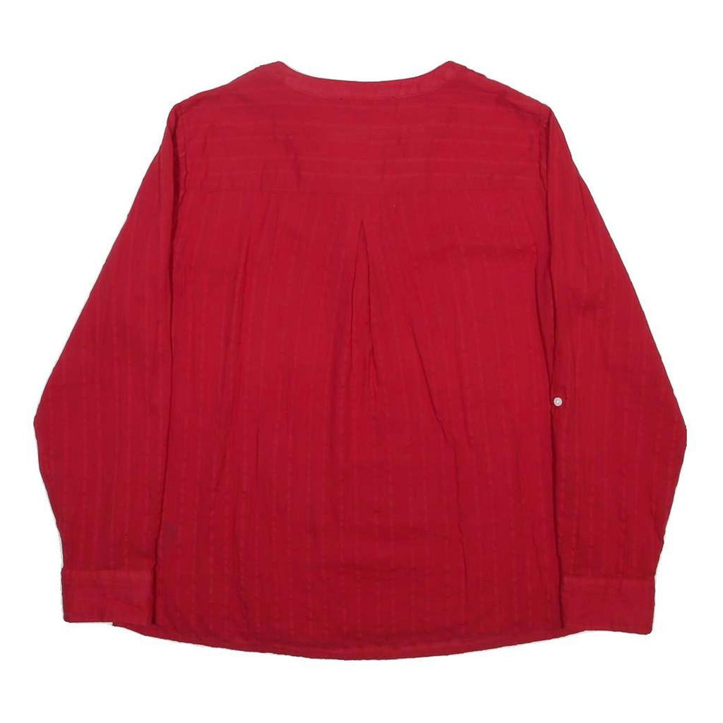 TOMMY HILFIGER Womens Red Cotton Blend Shirt Long Sleeve V-Neck L Stylish Casual
