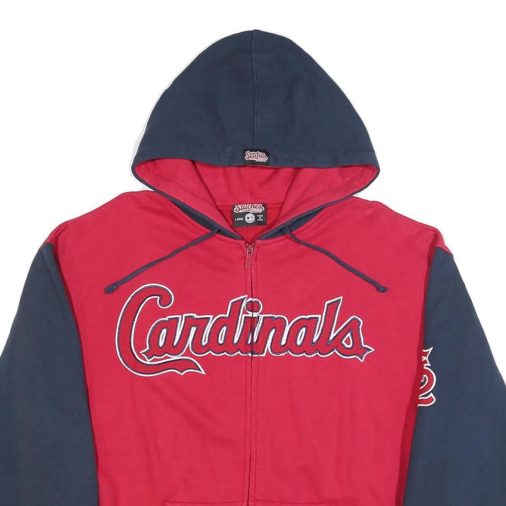 STITCHES Mens Red & Navy Cardinals Zip Hoodie Jacket L Cotton Blend Casual