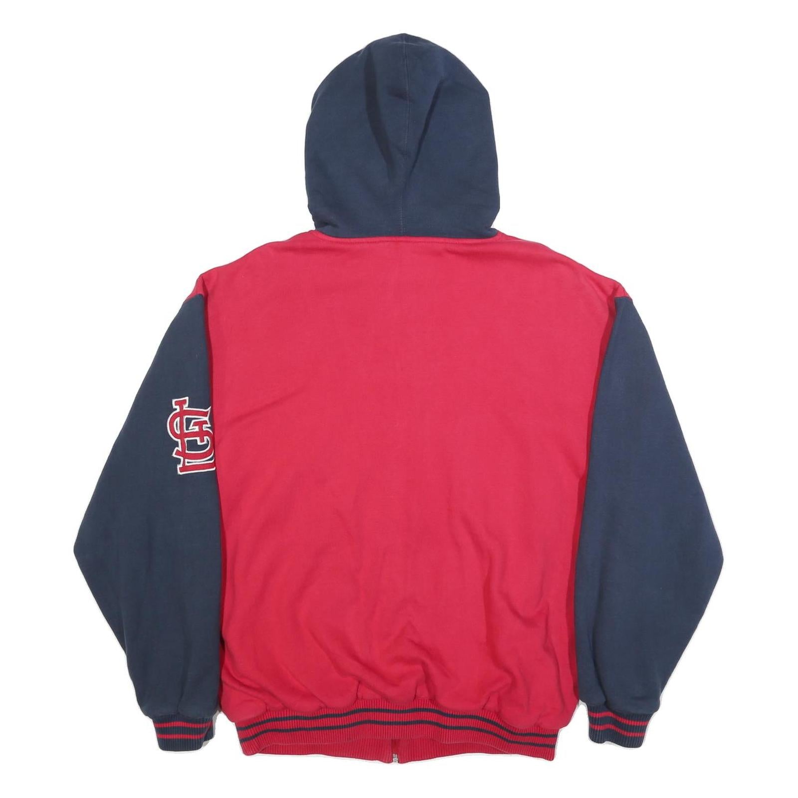 STITCHES Mens Red & Navy Cardinals Zip Hoodie Jacket L Cotton Blend Casual