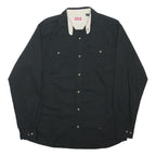 WRANGLER Mens Black Cotton Blend Long Sleeve Shirt L Button Chest Pockets Casual