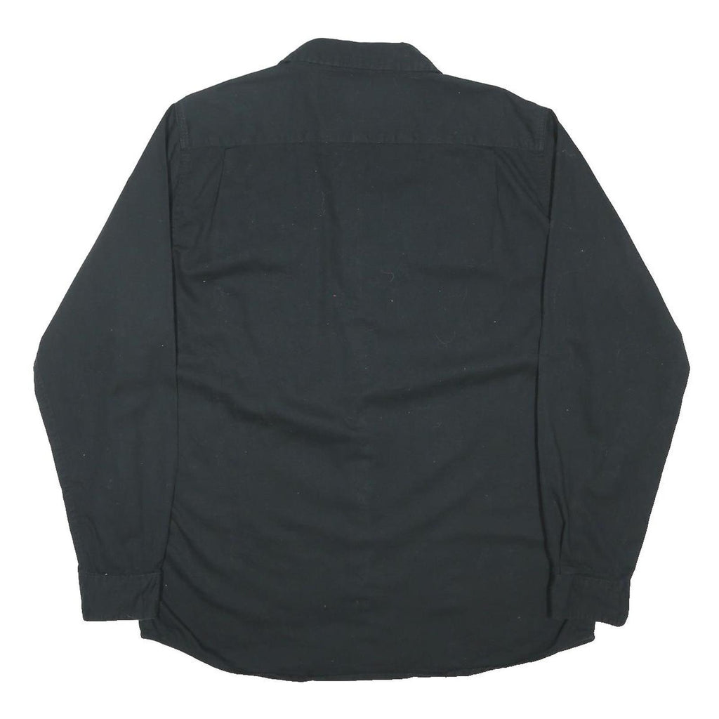 WRANGLER Mens Black Cotton Blend Long Sleeve Shirt L Button Chest Pockets Casual