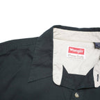 WRANGLER Mens Black Cotton Blend Long Sleeve Shirt L Button Chest Pockets Casual