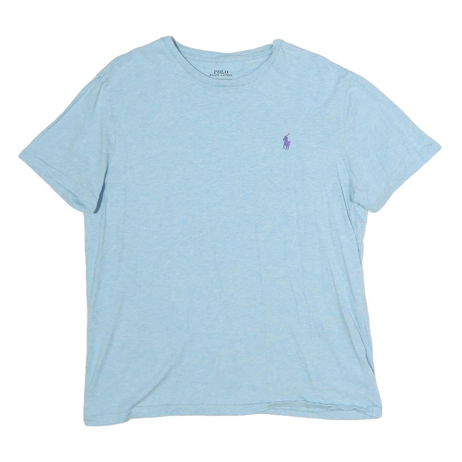 POLO RALPH LAUREN Mens Light Blue Crew Neck T-Shirt M Purple Pony Logo Casual