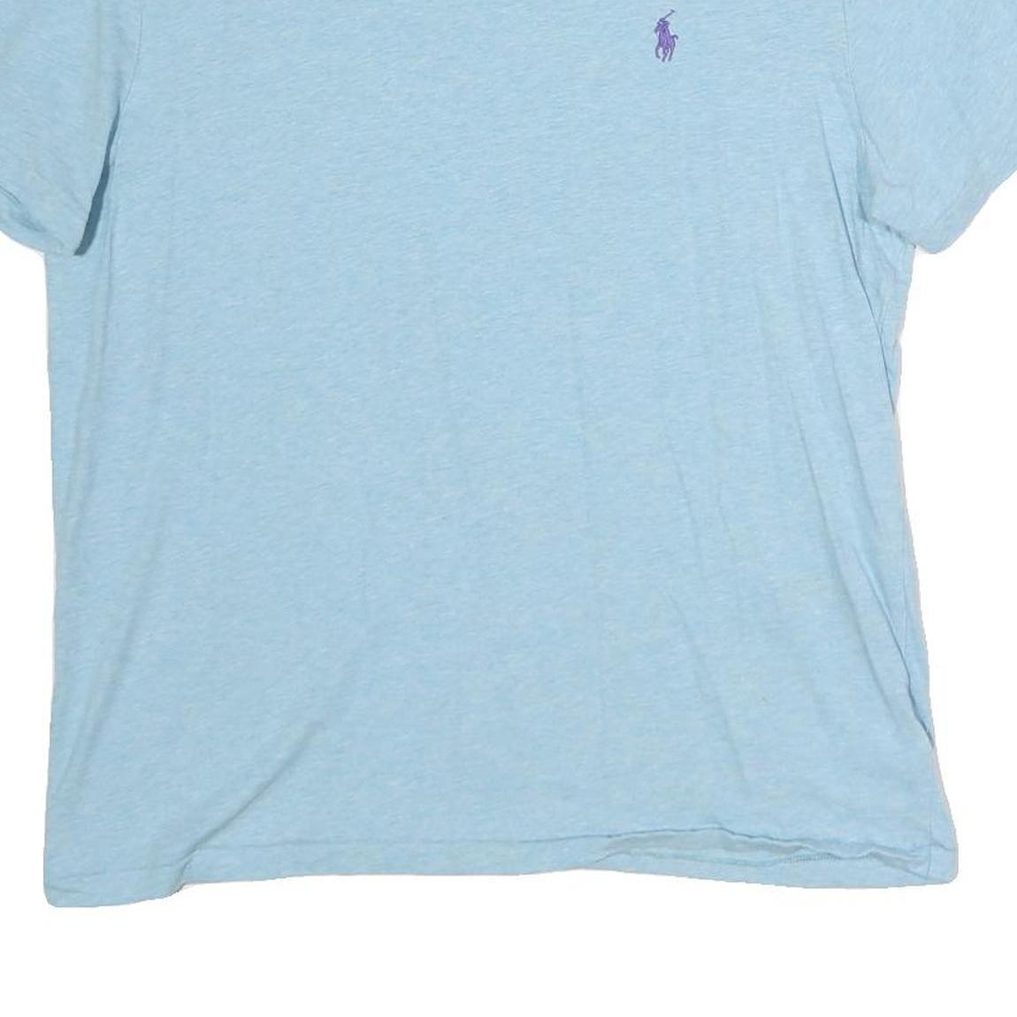 POLO RALPH LAUREN Mens Light Blue Crew Neck T-Shirt M Purple Pony Logo Casual