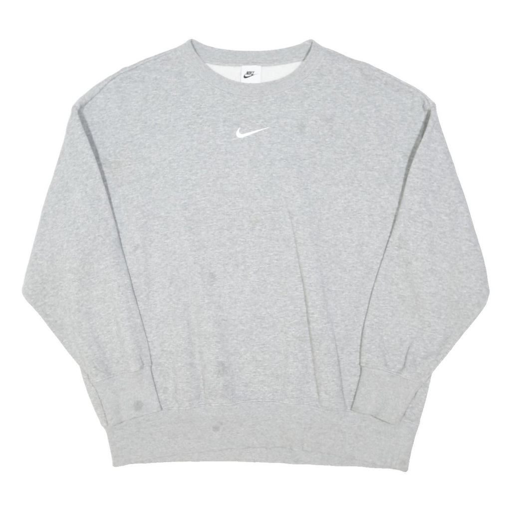 NIKE Mens Grey Crew Neck M Cotton Blend Sweatshirt Pullover Casual Sportswear