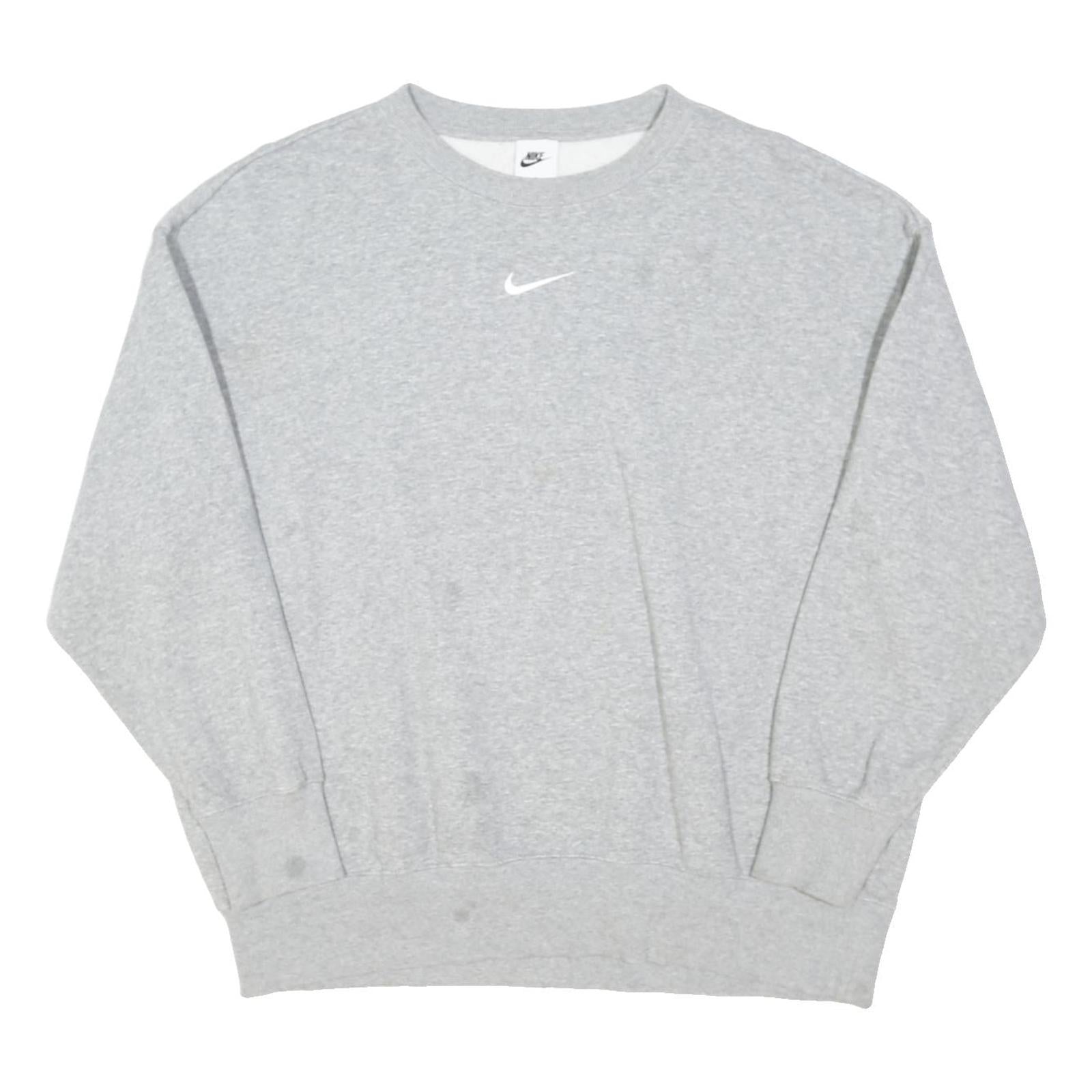 NIKE Mens Grey Crew Neck M Cotton Blend Sweatshirt Pullover Casual Sportswear