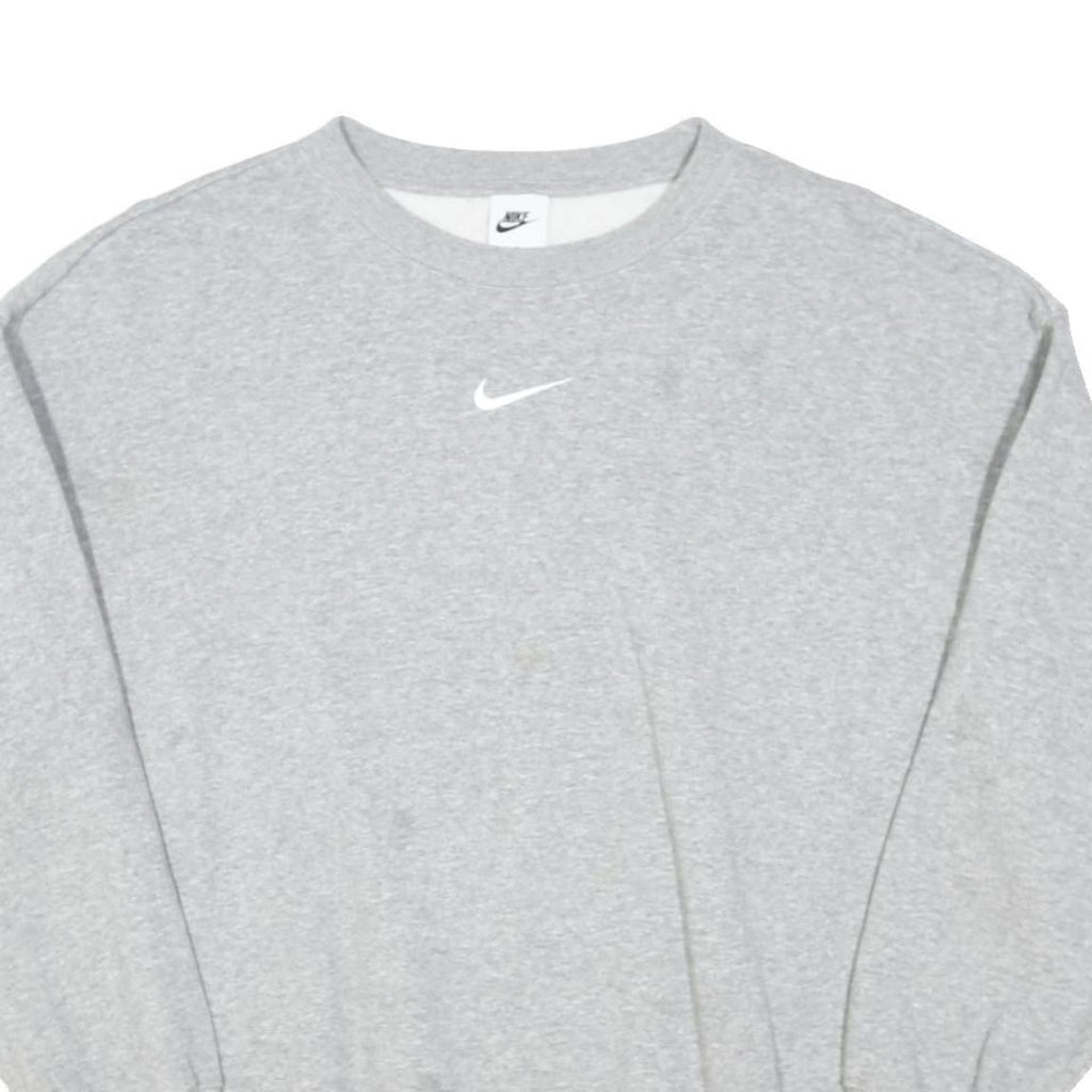 NIKE Mens Grey Crew Neck M Cotton Blend Sweatshirt Pullover Casual Sportswear