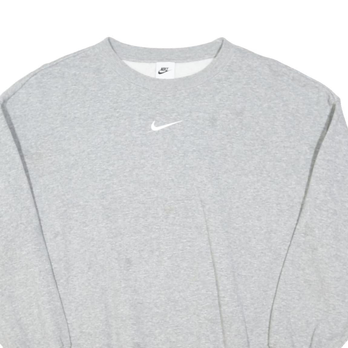 NIKE Mens Grey Crew Neck M Cotton Blend Sweatshirt Pullover Casual Sportswear