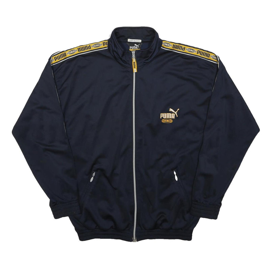 PUMA Mens Navy Blue & Yellow Track Jacket S Polyester Zip Retro Sportswear