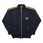 PUMA Mens Navy Blue & Yellow Track Jacket S Polyester Zip Retro Sportswear