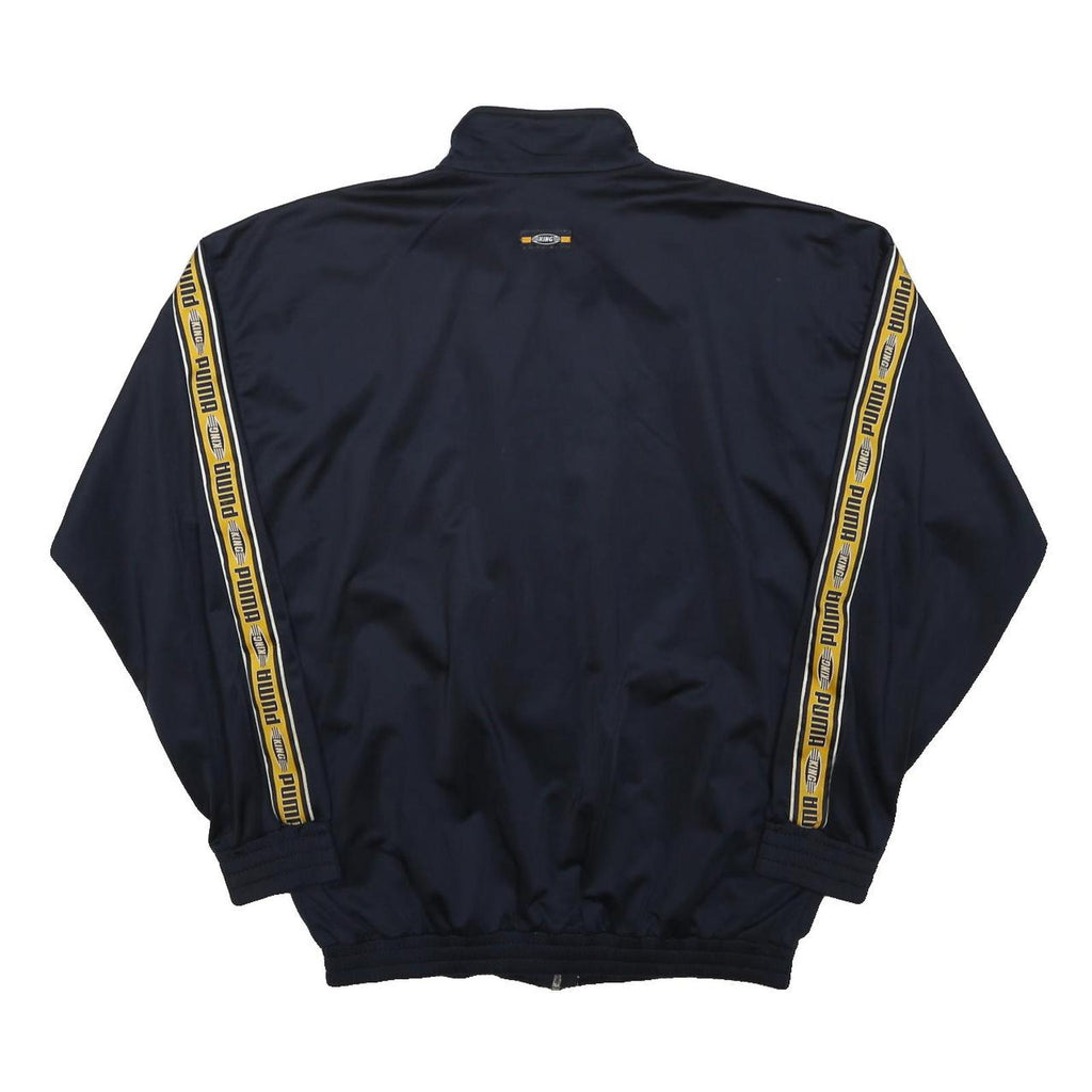 PUMA Mens Navy Blue & Yellow Track Jacket S Polyester Zip Retro Sportswear