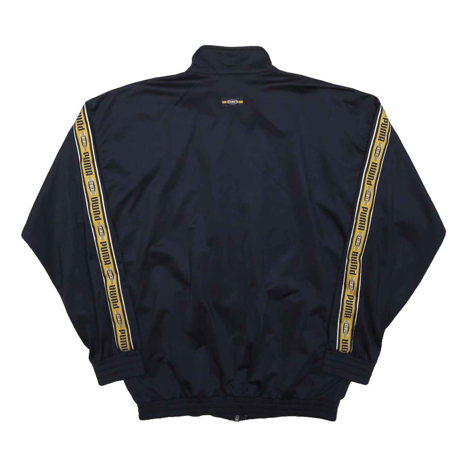 PUMA Mens Navy Blue & Yellow Track Jacket S Polyester Zip Retro Sportswear