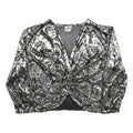 MARK ANTHONY Womens Black & White Floral Cropped Jacket M Polyester V-Neck