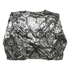 MARK ANTHONY Womens Black & White Floral Cropped Jacket M Polyester V-Neck