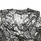 MARK ANTHONY Womens Black & White Floral Cropped Jacket M Polyester V-Neck